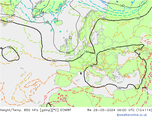 Z500/Rain (+SLP)/Z850 ECMWF Mi 29.05.2024 06 UTC