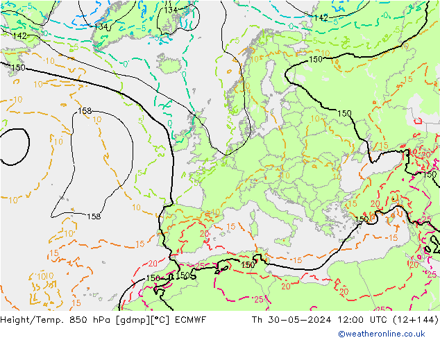 Z500/Rain (+SLP)/Z850 ECMWF чт 30.05.2024 12 UTC