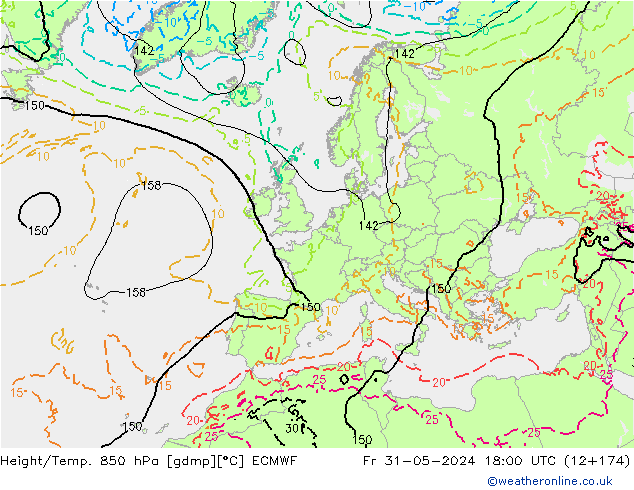 Yükseklik/Sıc. 850 hPa ECMWF Cu 31.05.2024 18 UTC