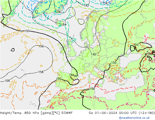 Height/Temp. 850 hPa ECMWF sab 01.06.2024 00 UTC