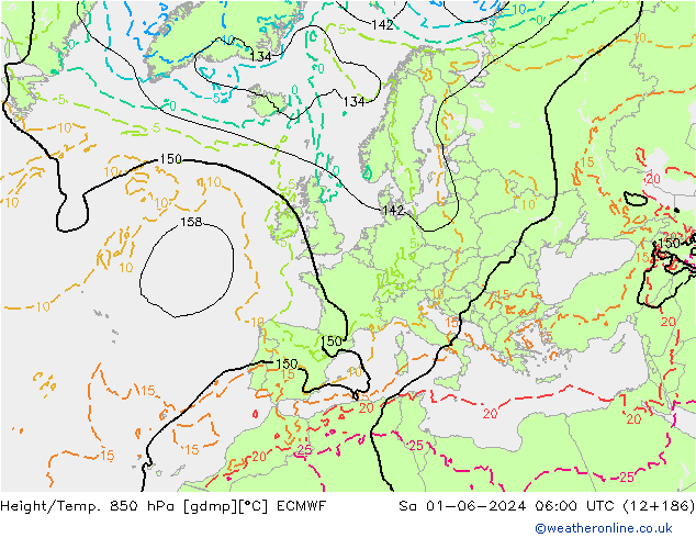 Height/Temp. 850 hPa ECMWF Sa 01.06.2024 06 UTC