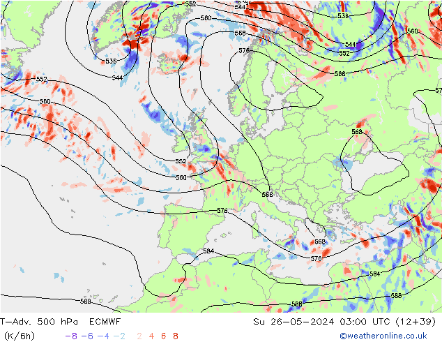 T-Adv. 500 hPa ECMWF Paz 26.05.2024 03 UTC