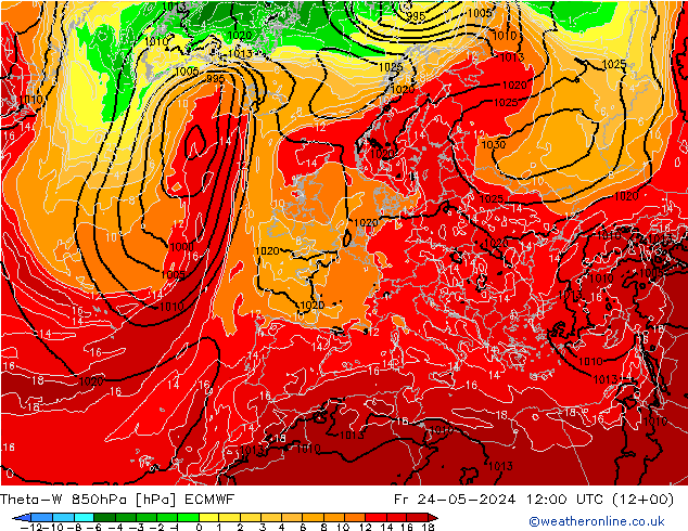 Theta-W 850hPa ECMWF ven 24.05.2024 12 UTC