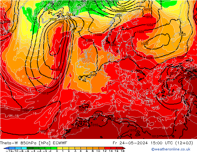 Theta-W 850hPa ECMWF Fr 24.05.2024 15 UTC