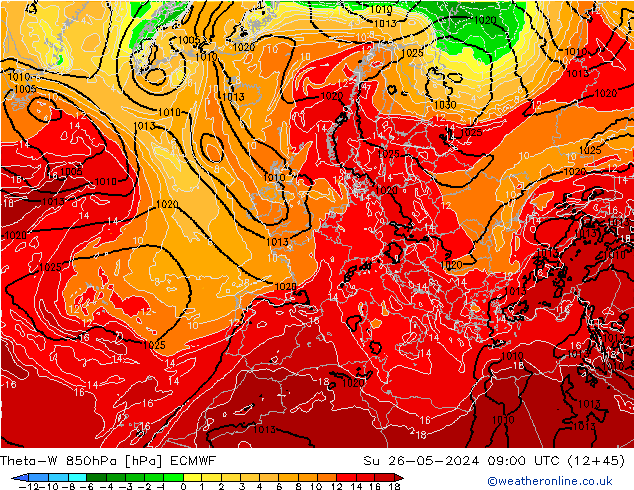 Theta-W 850hPa ECMWF So 26.05.2024 09 UTC