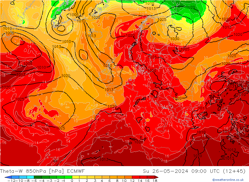 Theta-W 850hPa ECMWF Su 26.05.2024 09 UTC