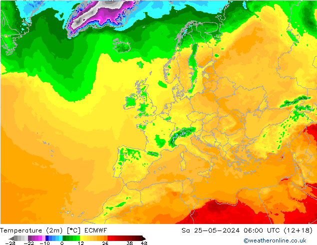 Temperatura (2m) ECMWF sáb 25.05.2024 06 UTC