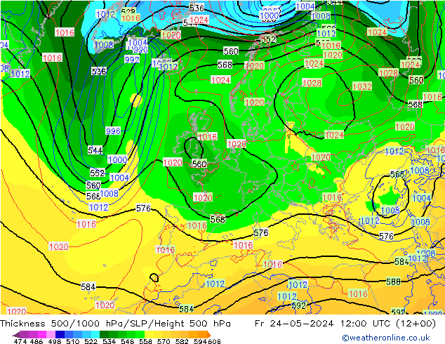 Thck 500-1000hPa ECMWF 星期五 24.05.2024 12 UTC