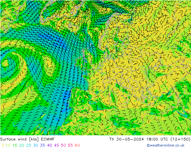 Rüzgar 10 m ECMWF Per 30.05.2024 18 UTC