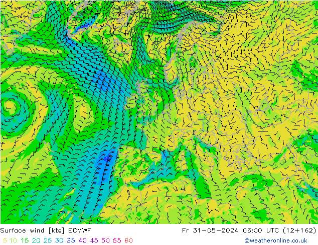 Wind 10 m ECMWF vr 31.05.2024 06 UTC