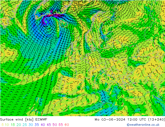 Surface wind ECMWF Mo 03.06.2024 12 UTC