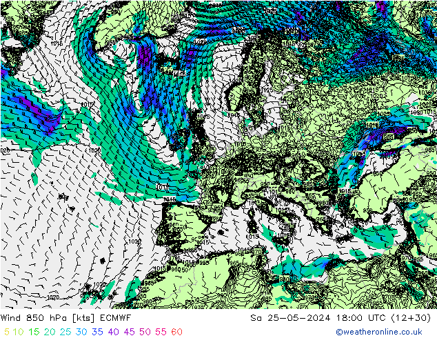 Wind 850 hPa ECMWF Sa 25.05.2024 18 UTC