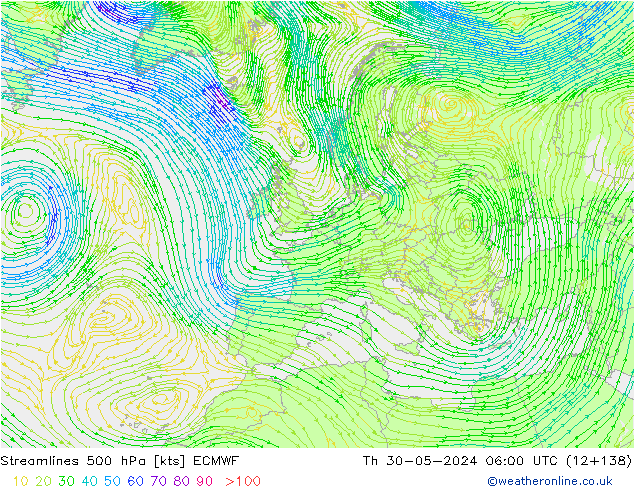 Rüzgar 500 hPa ECMWF Per 30.05.2024 06 UTC