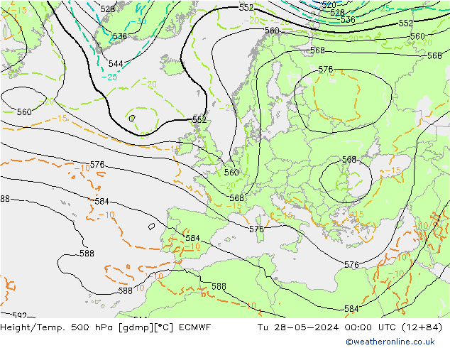 Z500/Regen(+SLP)/Z850 ECMWF di 28.05.2024 00 UTC