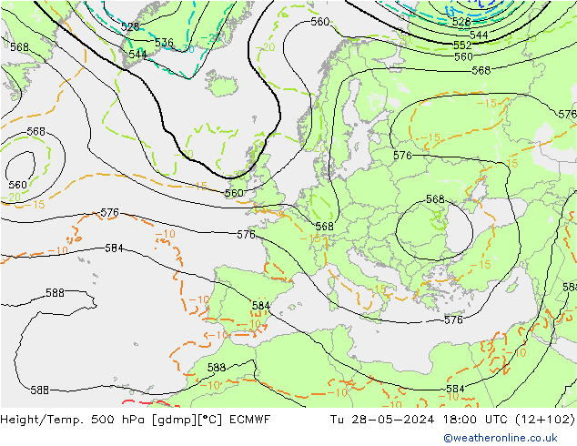 Z500/Rain (+SLP)/Z850 ECMWF mar 28.05.2024 18 UTC