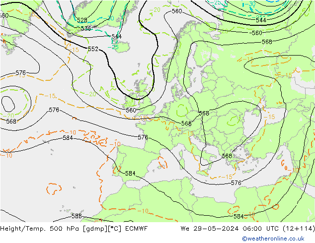 Z500/Yağmur (+YB)/Z850 ECMWF Çar 29.05.2024 06 UTC