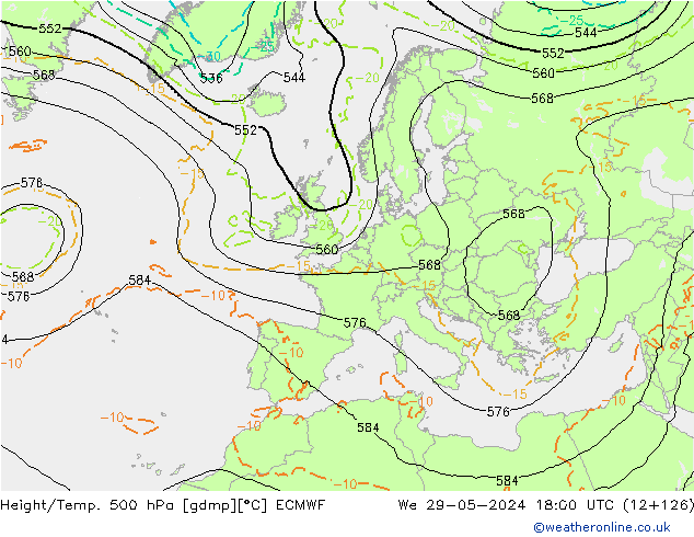 Z500/Rain (+SLP)/Z850 ECMWF mié 29.05.2024 18 UTC