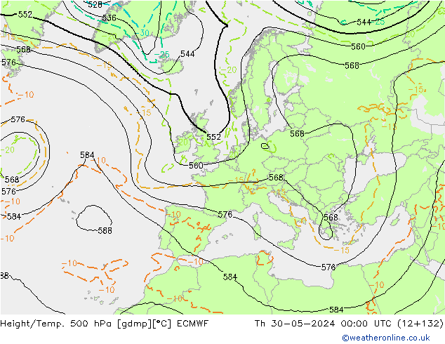 Z500/Rain (+SLP)/Z850 ECMWF jeu 30.05.2024 00 UTC