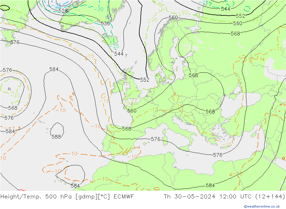 Z500/Yağmur (+YB)/Z850 ECMWF Per 30.05.2024 12 UTC