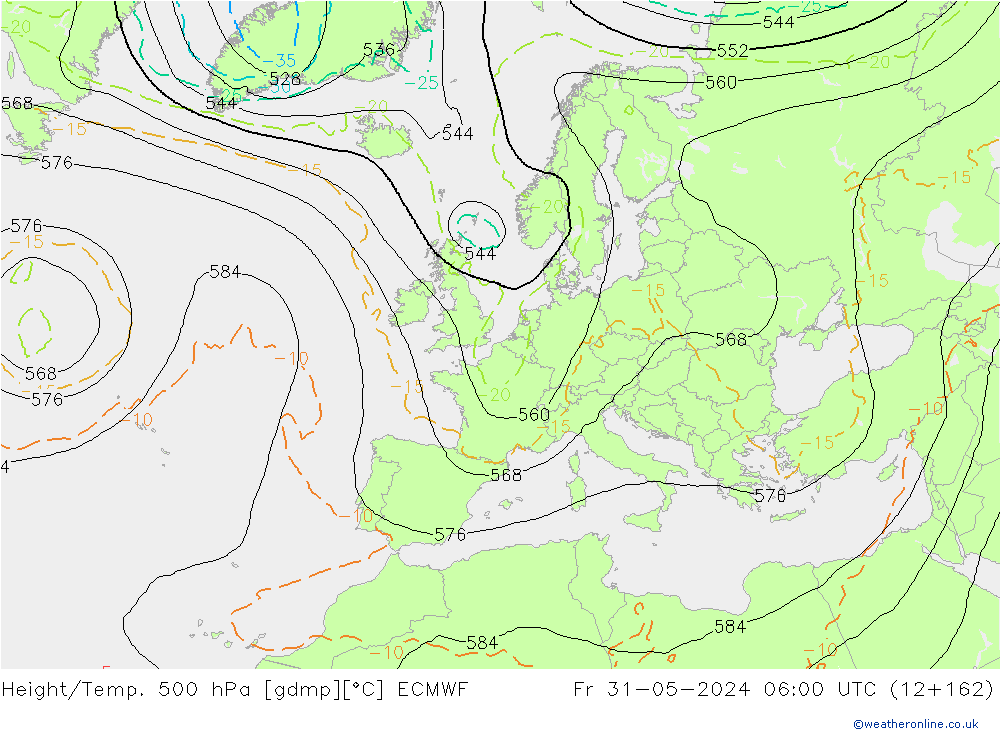 Z500/Regen(+SLP)/Z850 ECMWF vr 31.05.2024 06 UTC