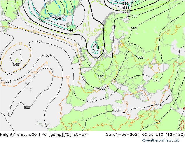 Z500/Rain (+SLP)/Z850 ECMWF sab 01.06.2024 00 UTC