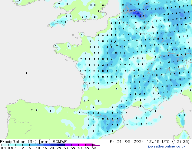 Z500/Rain (+SLP)/Z850 ECMWF Fr 24.05.2024 18 UTC