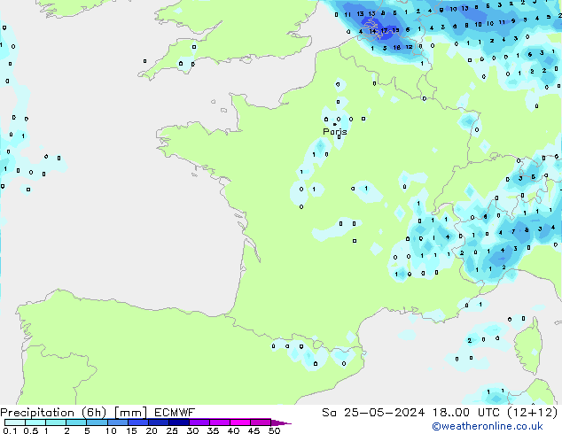 Z500/Rain (+SLP)/Z850 ECMWF сб 25.05.2024 00 UTC