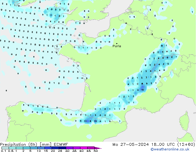 Z500/Rain (+SLP)/Z850 ECMWF пн 27.05.2024 00 UTC