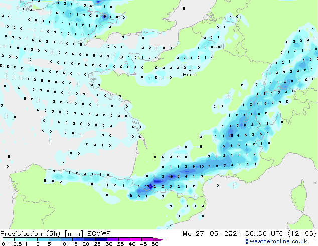 Z500/Rain (+SLP)/Z850 ECMWF lun 27.05.2024 06 UTC