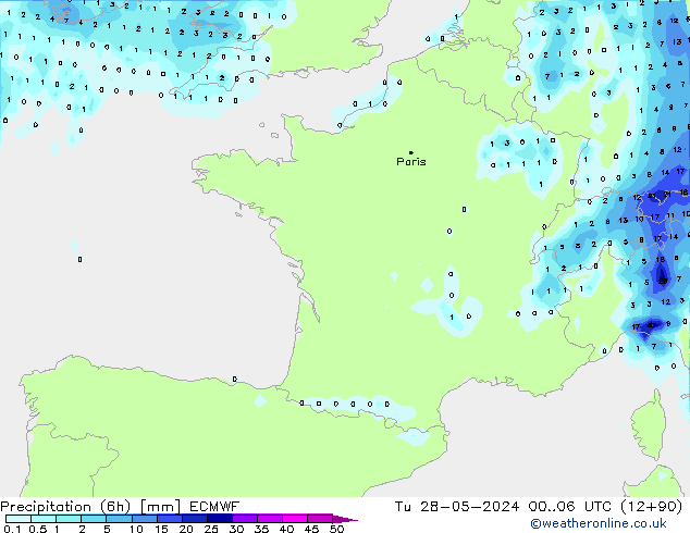 Z500/Rain (+SLP)/Z850 ECMWF Út 28.05.2024 06 UTC