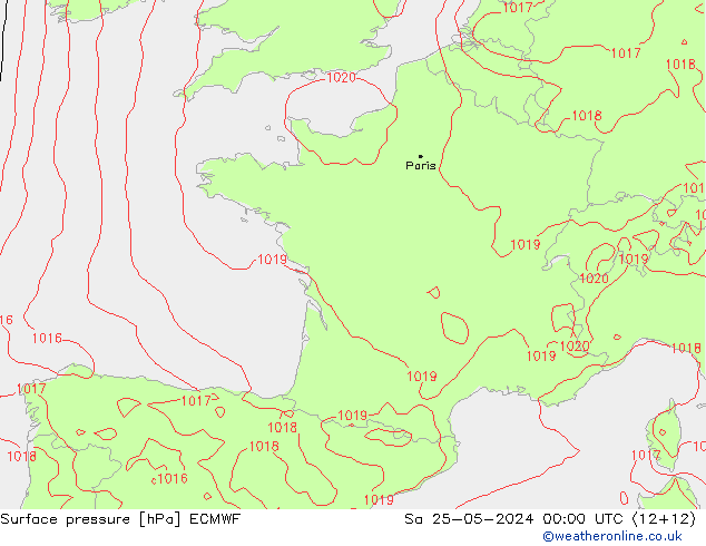 приземное давление ECMWF сб 25.05.2024 00 UTC