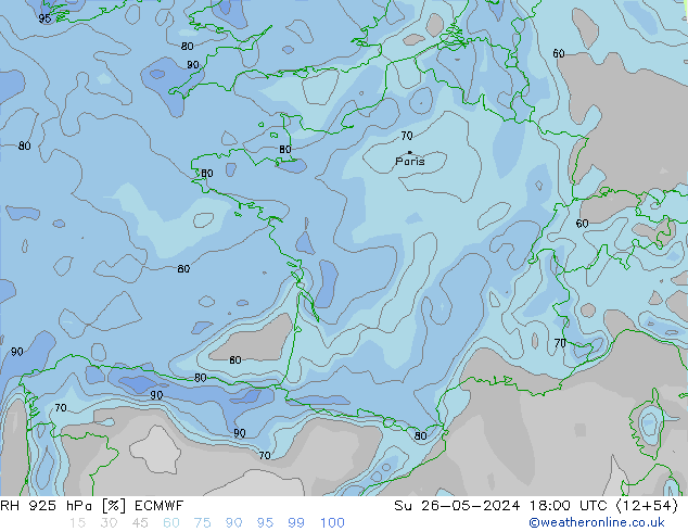 RH 925 hPa ECMWF Su 26.05.2024 18 UTC