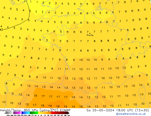 Z500/Rain (+SLP)/Z850 ECMWF sab 25.05.2024 18 UTC