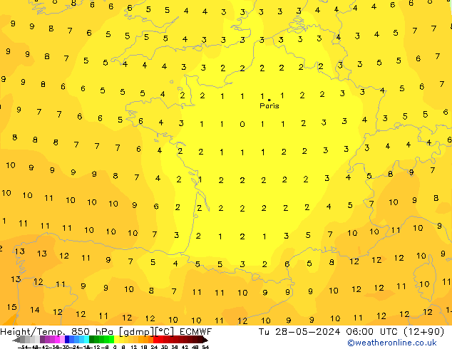 Z500/Rain (+SLP)/Z850 ECMWF Út 28.05.2024 06 UTC