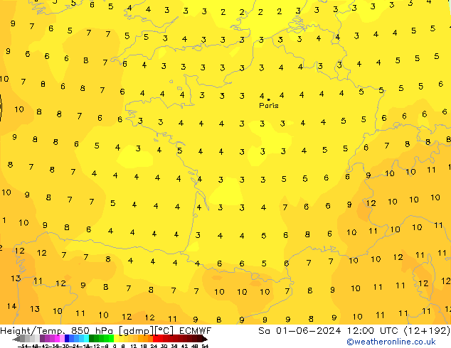 Z500/Rain (+SLP)/Z850 ECMWF Sa 01.06.2024 12 UTC