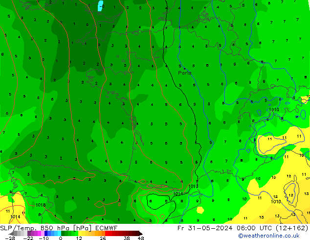 SLP/Temp. 850 hPa ECMWF  31.05.2024 06 UTC