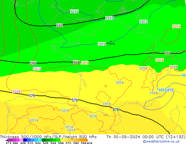 Thck 500-1000hPa ECMWF Th 30.05.2024 00 UTC