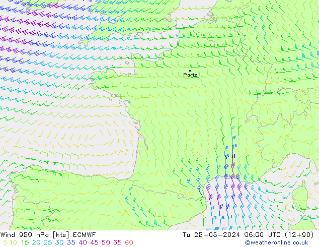 Wind 950 hPa ECMWF Tu 28.05.2024 06 UTC