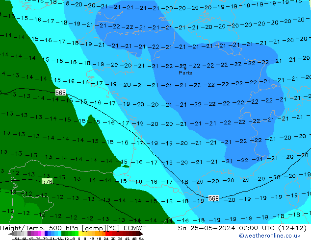 Z500/Rain (+SLP)/Z850 ECMWF сб 25.05.2024 00 UTC