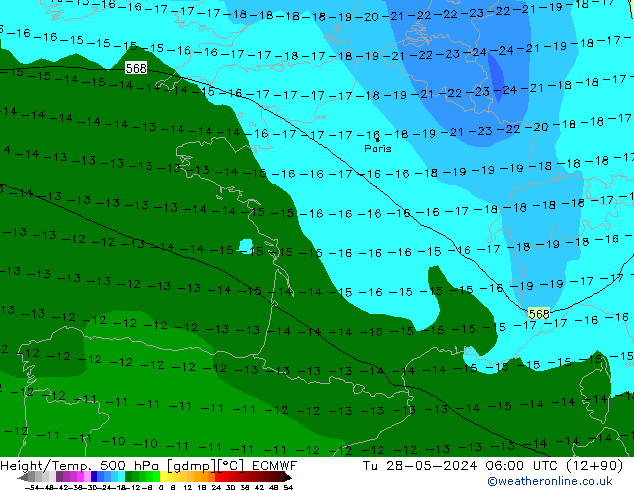 Z500/Rain (+SLP)/Z850 ECMWF Út 28.05.2024 06 UTC