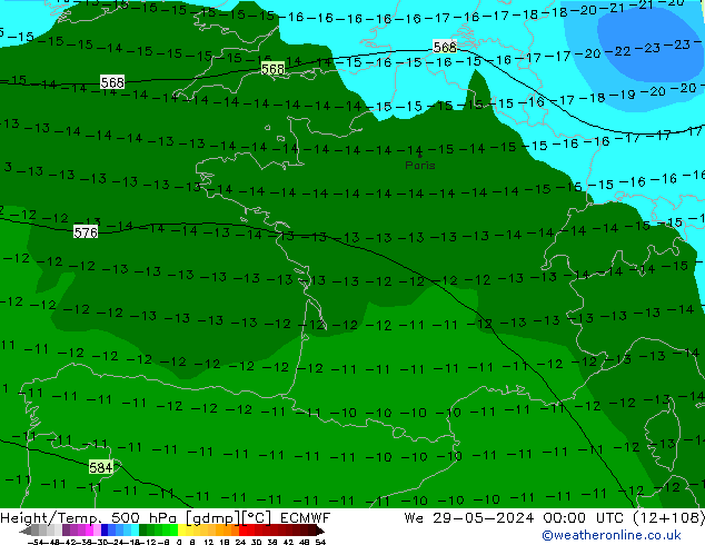 Z500/Rain (+SLP)/Z850 ECMWF mer 29.05.2024 00 UTC