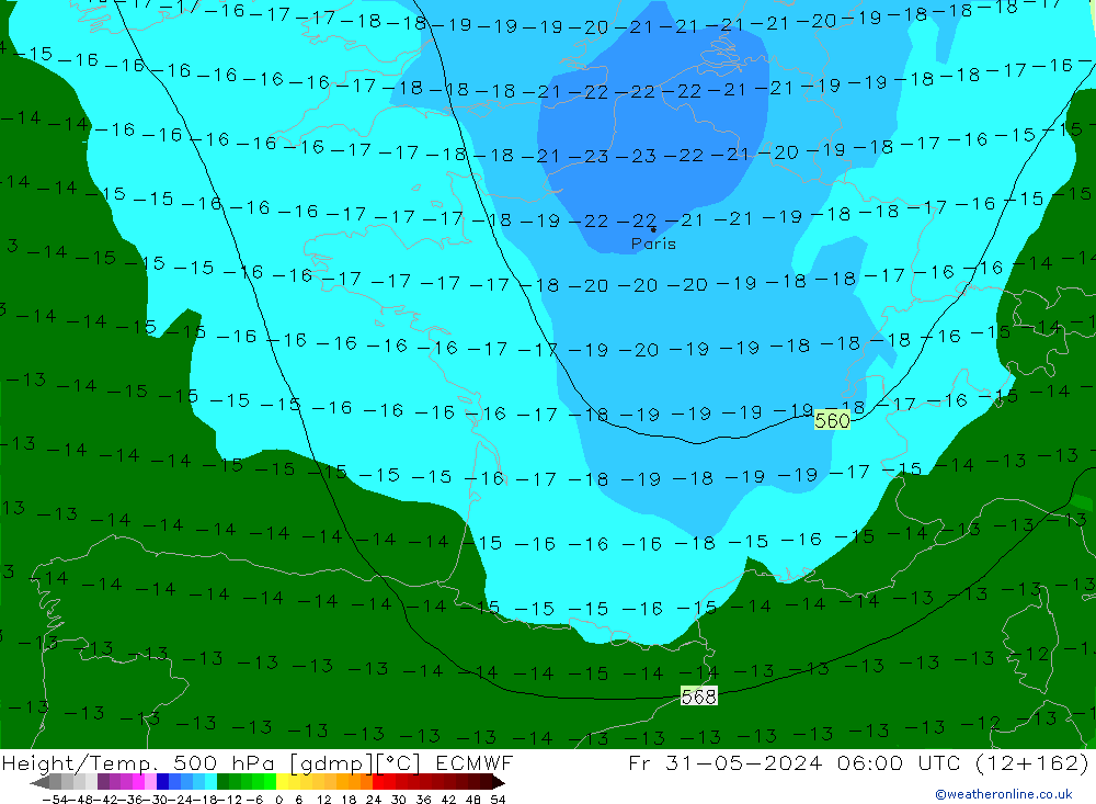 Z500/Yağmur (+YB)/Z850 ECMWF Cu 31.05.2024 06 UTC