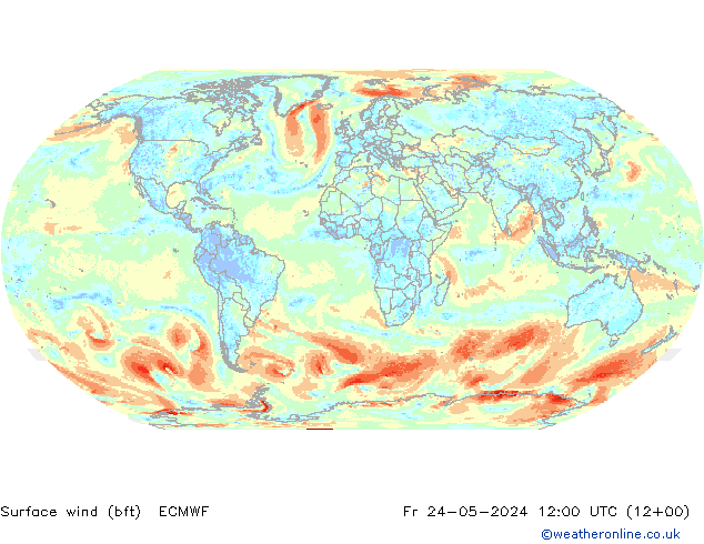 Surface wind (bft) ECMWF Fr 24.05.2024 12 UTC
