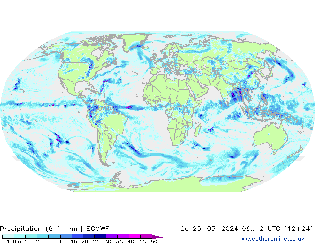 Z500/Rain (+SLP)/Z850 ECMWF sab 25.05.2024 12 UTC