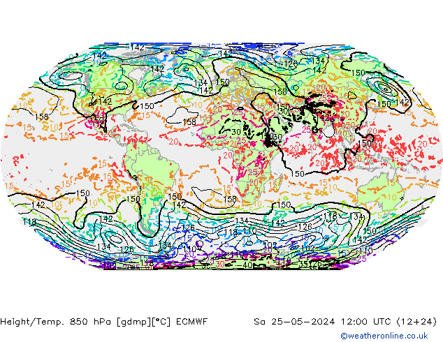 Z500/Rain (+SLP)/Z850 ECMWF sab 25.05.2024 12 UTC