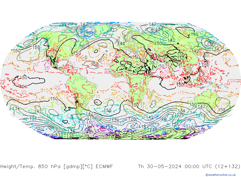 Z500/Rain (+SLP)/Z850 ECMWF czw. 30.05.2024 00 UTC