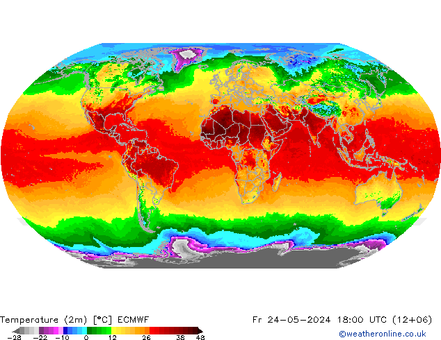 Temperatura (2m) ECMWF Sex 24.05.2024 18 UTC
