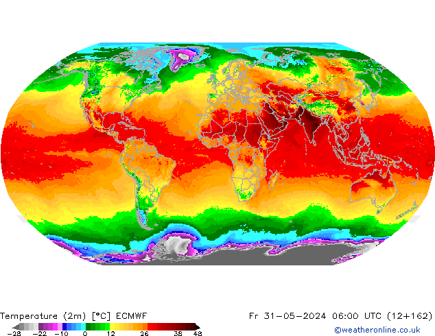 Temperatura (2m) ECMWF ven 31.05.2024 06 UTC