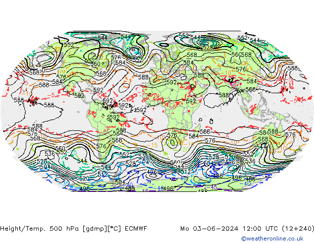 Height/Temp. 500 hPa ECMWF Mo 03.06.2024 12 UTC