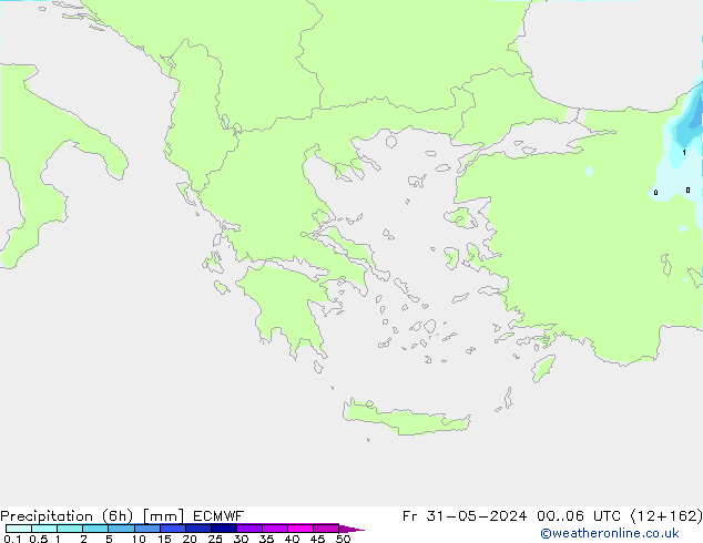 Precipitación (6h) ECMWF vie 31.05.2024 06 UTC